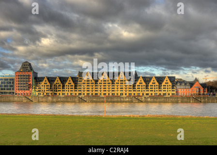 HDR-Panorama-Rheinaufhaufen-Köln Stockfoto