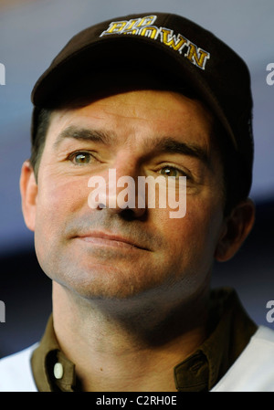 Kent Desormeaux die Jockey, der große braune Siege in 2008 Kentucky Derby und die Preakness Stakes Ritt warf die Stockfoto