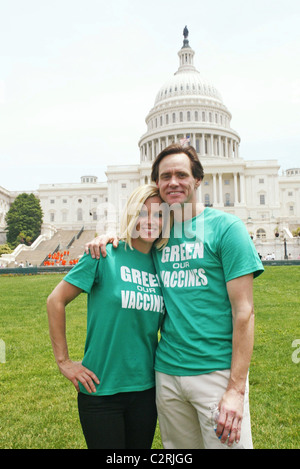 Jenny McCarthy und Jim Carrey führen die "Green unsere Impfstoffe" März, Rallye und Pressekonferenz am Kapitol und West Stockfoto