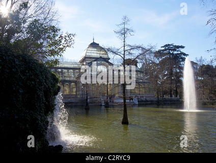 Außenseite des Palacio de Cristal, Crystal Palace, Parque del Retiro, Parque del Retiro, Madrid, Spanien, Europa, EU Stockfoto
