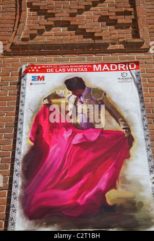 Plakat von Matador, Las Ventas Stierkampfarena Plaza de Toros Monumental de Las Ventas in Madrid, Spanien, Europa, EU Stockfoto
