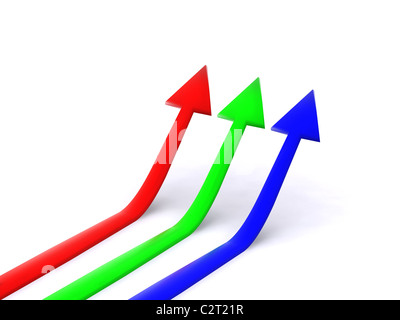 drei Rgb-Zeiger. 3D Stockfoto