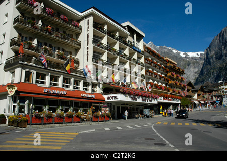 Hotels und Restaurants, Grindelwald, Berner Oberland, Schweiz Stockfoto