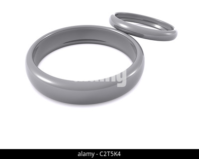 zwei Ringe. 3D Hochzeit Stockfoto