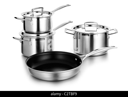 Satz von Kochen Töpfe Stockfoto