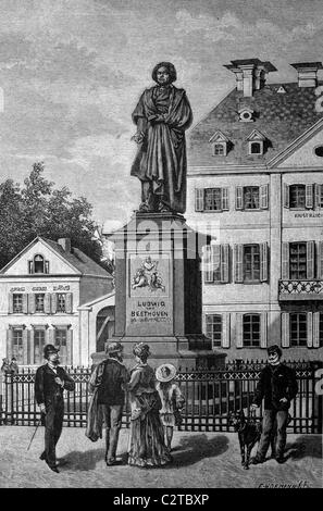 Beethoven-Denkmals in Bonn, Deutschland, historische Abbildung, ca. 1886 Stockfoto