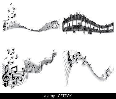 Vektor-Musiknoten Personal Hintergründe set für die Gestaltung Stockfoto