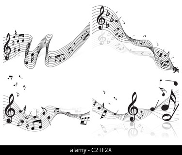 Vektor-Musiknoten Personal Hintergründe set für die Gestaltung Stockfoto