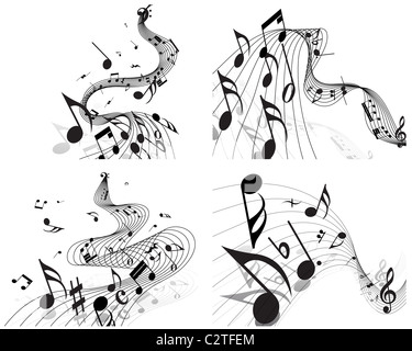 Vektor-Musiknoten Personal Hintergründe set für die Gestaltung Stockfoto