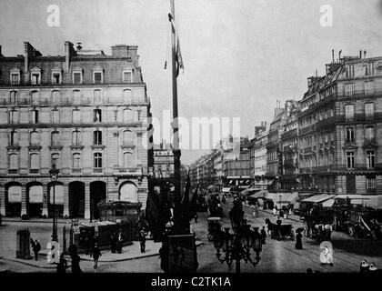 Frühe Autotype von der Rue Saint-Lazare in Paris, Frankreich, historisches Foto, 1884 Stockfoto