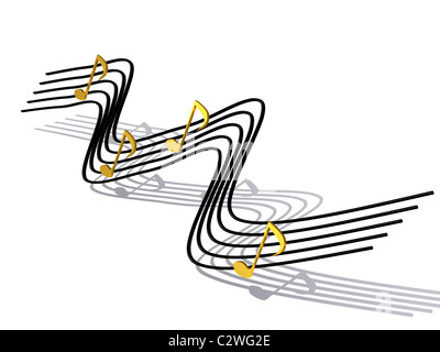 3D Abbildung isoliert Musiknoten Stockfoto