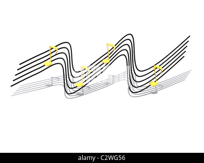 3D Abbildung isoliert Musiknoten Stockfoto
