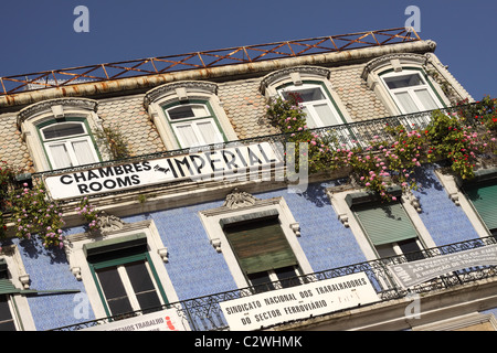 Lissabon Portugal das Kaiserzimmer Chambres Budget Hostel Hotel auf dem Praça Dos Restauradores-Platz Stockfoto