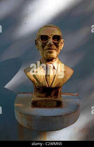 Büste von Gabino Coria Peñaloza, Texter der Tango Caminito, Straße Museum Caminito, Stadtteil La Boca, Buenos Aires. Stockfoto