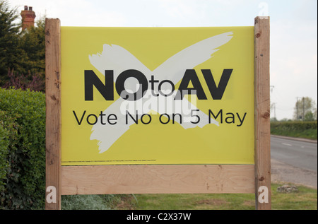 Ein Plakat außerhalb einer Immobilie in Wiltshire ein "Nein" Stimmen für das Alternative Abstimmung Referendum in Großbritannien am 5. Mai 2011 zu unterstützen. Stockfoto