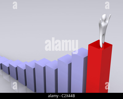 Person Erfolg Diagramm. 3D Stockfoto