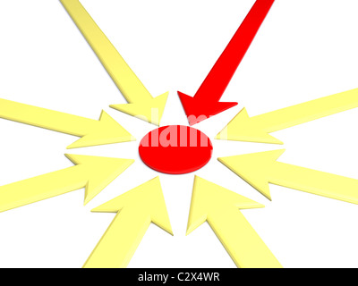 Zeiger auf Ziel. 3D Stockfoto