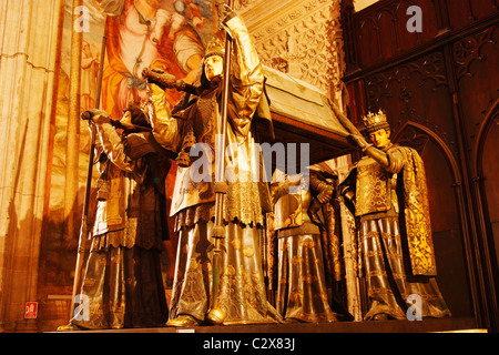 Christopher Columbus Grab in der Kathedrale von Sevilla. Andalusien, Spanien. Stockfoto