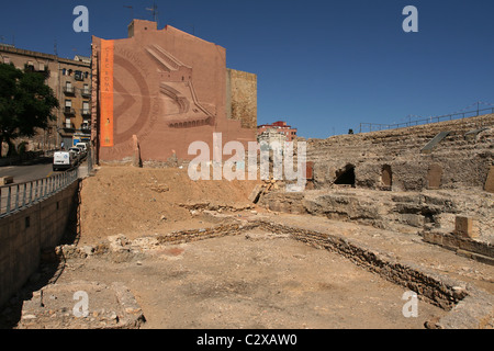 Ansicht der Ruinen von Roman Circus - Hippodrom Tarragona Katalonien, Spanien Stockfoto