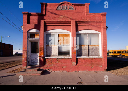 Verlassene Gebäude im Mainstreet Sumner, Nebraska, USA. Stockfoto
