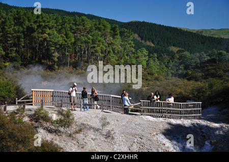 Spazierweg durch Wai-O-Tapu Thermal Wonderland, Rotorua, Region Bay of Plenty, Nordinsel, Neuseeland Stockfoto