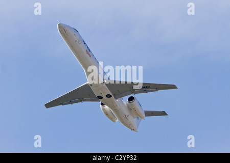 Embraer EMB-145EU, Reg G-EMPI, Zugehörigkeit zu BMI Regional, dem Start vom Flughafen Manchester, UK Stockfoto