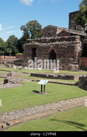 Die Jewry Wand und römischen Bad Grundlagen, Leicester, Leicestershire, UK. Stockfoto