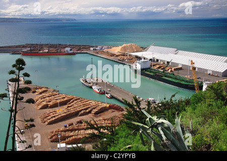 Protokollierung-Schiff im Hafen von Napier, Napier, Hawkes Bay, North Island, Neuseeland Stockfoto