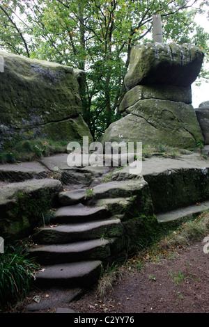 Rowtor Felsen, Birchover, Derbyshire. Stockfoto