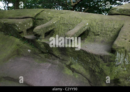 Rowtor Felsen, Birchover, Derbyshire. Stockfoto