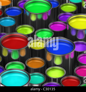 Viele Farbeimer Stockfoto