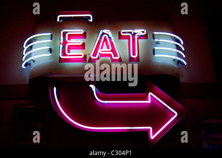 Essen Neon-Schild Stockfoto