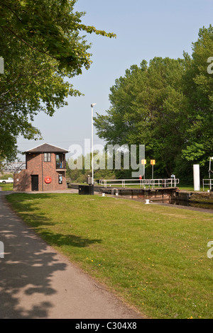 Bulholme-Sperre auf der Aire und Calder Navigation Stockfoto