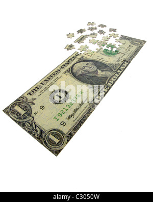 Dollar-Schein wie ein puzzle Stockfoto