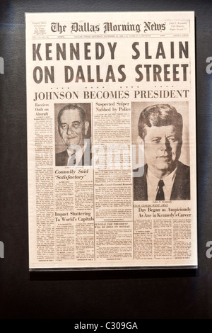 The Dallas Morning News "Kennedy in Dallas Straße erschlagen", Stockfoto