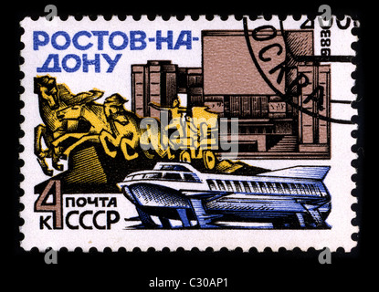 Russland-ca. 1983:A Stempel gedruckt in Russland zeigt Bild von der Rostow am Don ist eine Stadt und das administrative Zentrum der Oblast Rostow und Südrussland von Russland, gelegen am Fluss Don, ca. 1983. Stockfoto