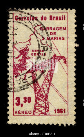 Brasilien-ca. 1961:A Stempel gedruckt in Brasilien zeigt Bild der Elektrifizierung Brasilien, ca. 1961. Stockfoto