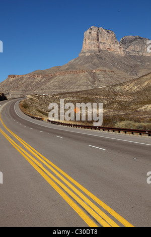 Weg zum El Capitan National Park in den Guadalupe Mountains von Westtexas Stockfoto