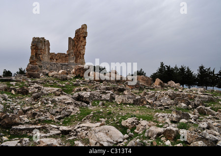 Hilltop Tempelruinen römischen bei Majdal Anjar, Libanon nahe der syrischen Grenze, Bekaa-Tal. Stockfoto