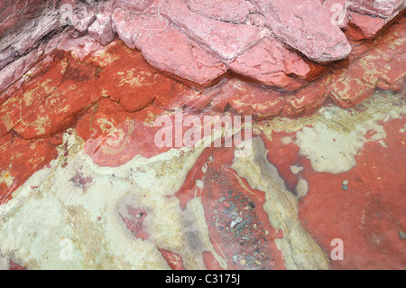 Detail der roten Felsen, Red Rock Canyon, Waterton Lakes National Park, Alberta, Kanada Stockfoto