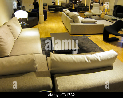 Paris, Frankreich, französisches Kaufhaus, Wohnzimmermöbel im 'Le Bon Marché', Bus, französisches Sofa, zeitgenössische Inneneinrichtung, modernes Design Stockfoto
