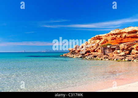 Cala Saona in Insel Formentera (Balearen, Spanien). Stockfoto