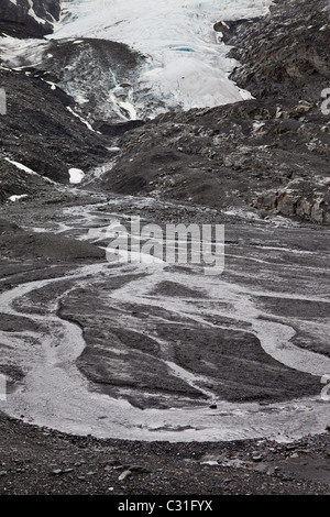 THOMPSON-PASS, ALASKA, USA - Abfluss von Worthington Gletscher. Stockfoto