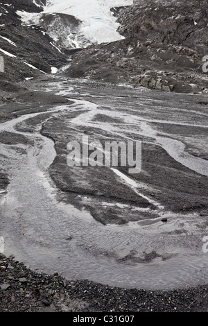 THOMPSON-PASS, ALASKA, USA - Abfluss von Worthington Gletscher. Stockfoto