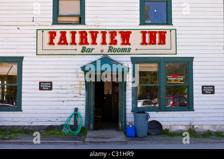 TALKEETNA, ALASKA, USA - historischen Fairview Inn, Zeichen Stockfoto