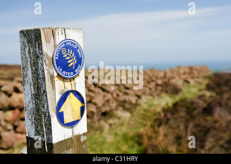 Wegweiser Richtung unterwegs Antrim Hills, Bestandteil der Ulster-Art Stockfoto