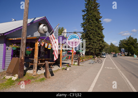 TALKEETNA, ALASKA, USA - Berg hoch Pizza-Shop. Stockfoto