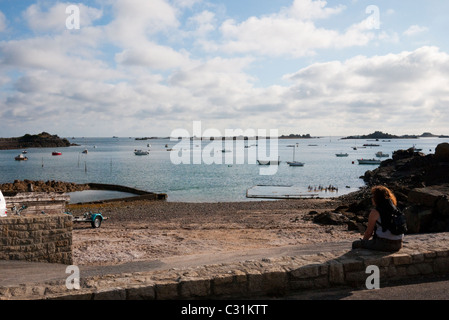 Fischen und Auster Hafen Pors Even Stockfoto