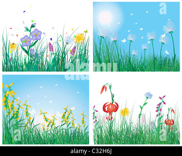 Vector Illustration Rasen Hintergründe set für die Gestaltung Stockfoto