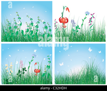 Vector Illustration Rasen Hintergründe set für die Gestaltung Stockfoto